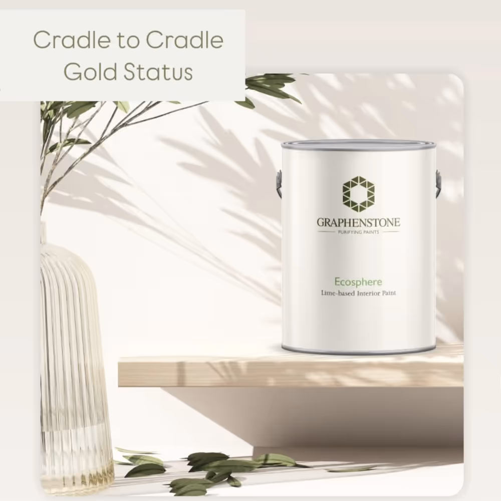 A graphic showing a tin of wall paint against a beige painted wall.